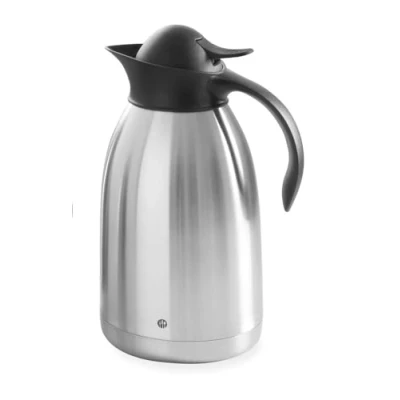 Abbildung von HENDI Isolierkanne, mit schwarzem Druckverschluss, Doppelwandige, Kaffekanne, Termoskanne, Teekanne, 2L, Edelstahl, Polypropylen, ø145x(H)260mm