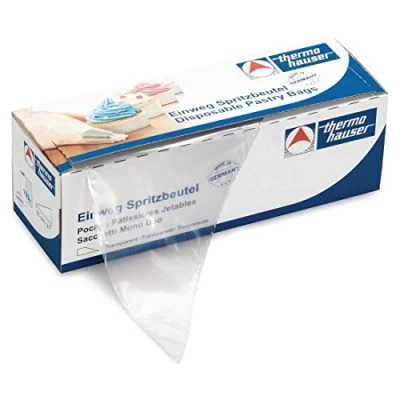 Abbildung von thermohauser Einweg Spritzbeutel (Kunststoff PE), Maximum Grip, transparent, 100 Stück, 46,0x23,0x0,0075 cm