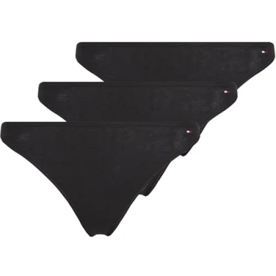 Abbildung von Tommy Hilfiger FLAG Dipped Thong 3 PACK String, Damen, Größe: 38 40, Black