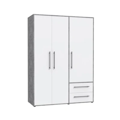 Abbildung von FORTE Jupiter Schrank 140 150, Kleiderschrank, Drehtürenschrank, 3 türig, mit 2 Schubladen und Einlegeböden, Holz Dekor: Artisan Eiche, 145 cm breit x 59 tief 200 hoch