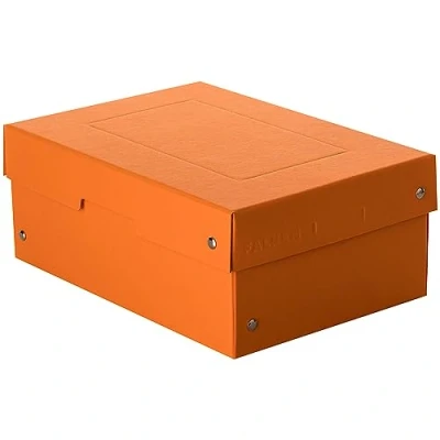Abbildung von Original Falken PureBox Pastell. Made in Germany. 100 mm hoch DIN A5 orange. Aufbewahrungsbox mit Deckel aus stabilem Karton Vegan Geschenkbox Transportbox Schachtel Allzweckbox