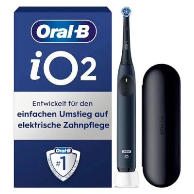 Abbildung von Oral B iO Series 2 Elektrische Zahnbürste/Electric Toothbrush, 1 Aufsteckbürste, 3 Putzmodi für Zahnpflege, Magnet Technologie, Reise Etui, Designed by Braun, Ocean Blue
