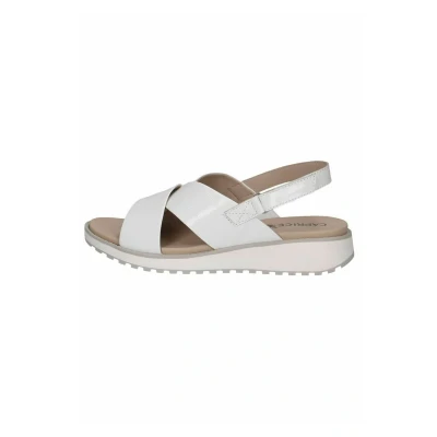 Abbildung von CAPRICE Damen Sandalen flach aus Leder mit Klettverschluss, Weiß (White Naplak), 37 EU
