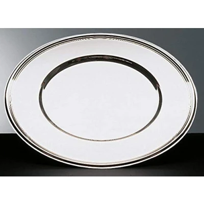 Abbildung von APS 36323 Platzteller hochglanzpolierter Dekoteller, Ø 33 cm Durchmesser, Platzset mit Perlrand, Unterteller aus Edelstahl, stapelbar, spülmaschinengeeignet, Silber