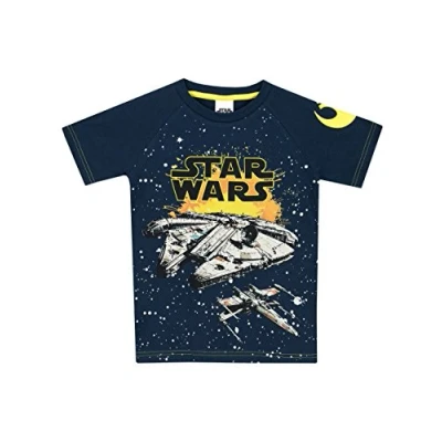 Abbildung von Star Wars Jungen Millennium Falke T Shirt, Blau, 140 (Herstellergröße: 9 10 Jahre)