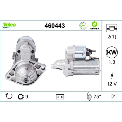 Abbildung von VALEO 460443 Anlasser 12 1,3 9 FIAT: Grande Punto Hatchback, II Panda ALFA ROMEO: MiTo