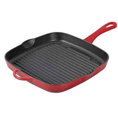 Abbildung von Küchenprofi Grillpfanne hoch in rot, Gusseisen, 26 cm, x 10 cm