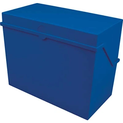 Abbildung von helit H6214534 Karteikarten Box „the index“ DIN A5 quer, Kleinkartei blau für ca. 500 Karten