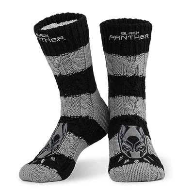 Abbildung von Marvel Kuschelsocken Herren Avengers Winter Socken Jungen Teenager Anti Rutsch (Schwarz/Grau)
