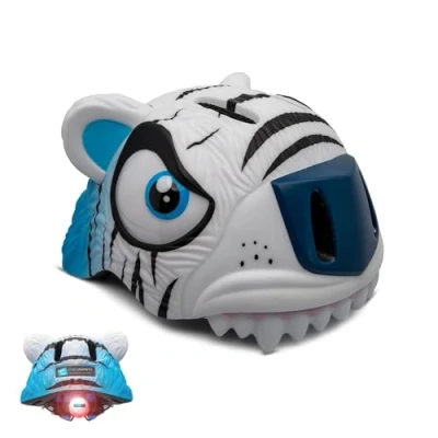 Abbildung von Crazy Safety Kinder Fahrradhelm 2 7 Jahren für Fahrrad, Skateboard, Radsport, Laufrad, Tretroller, Inlineskates Leichter und Verstellbarer 3D Tierhelm 49 55 cm (Tiger Weiß)