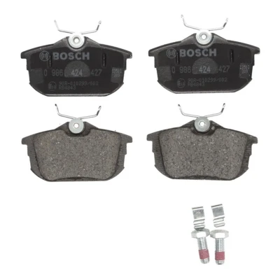 Abbildung von BOSCH 0 986 424 427 Bremsbelagsatz Low Metallic mit akustischer Verschleißwarnung Anti Quietsch Blech, Schrauben Zubehör SMART: Forfour I