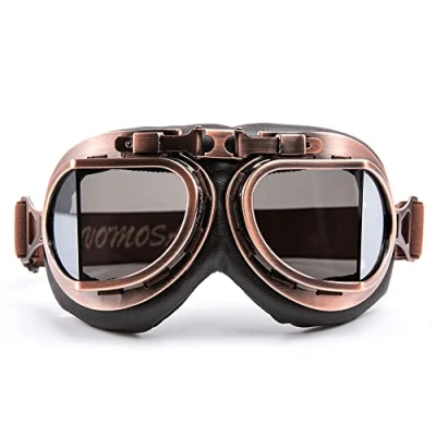Abbildung von evomosa Motorradbrillen Vintage Cruiser Scooter Goggle Outdoor Sandbrille Bike Racer Touring Brillen (Copper, Silver)