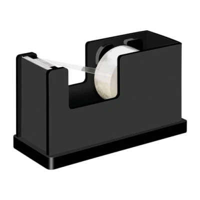 Abbildung von Wedo 639001 Klebefilmabroller Black Office Acrylglas, für Rollen bis 19 mm x 33 M Gummifüße, 11, 4 7 cm, inkl. Klebefilm, im Geschenkkarton, Schwarz