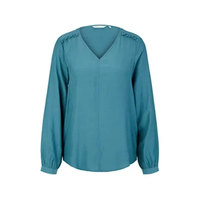 Abbildung von TOM TAILOR Damen 1034028 Bluse mit V Ausschnitt, 13222 Pastel Teal, 38