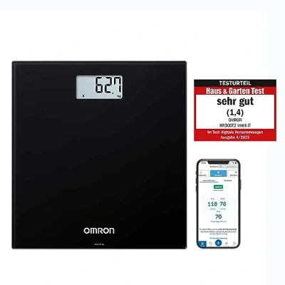 Abbildung von OMRON HN300T2 Intelli IT smarte, digitale Personenwaage für zu Hause, Körperwaage mit Bluetooth Anbindung an Smartphone App