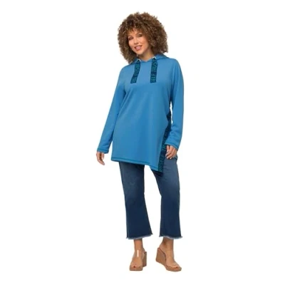 Abbildung von Ulla Popken Kapuzenpullover, Damen, Größe: 50/52, Sky blue
