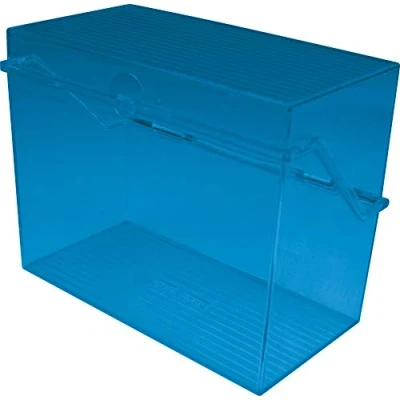 Abbildung von helit H6904730 Karteikarten Box „the index“ DIN A7 quer, Kleinkartei blau translucent für ca. 300 Karten