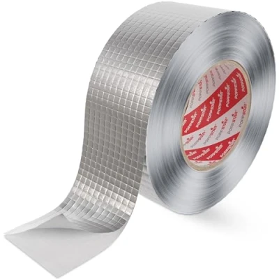 Abbildung von POPPSTAR Aluminium Klebeband netzverstärkt für Rohrisolierung &amp; Dämmung (50m x 48 mm) Hitzeschutz Dampfsperre Aluklebeband hitzebeständig 48mm selbstklebend