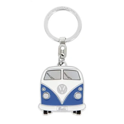 Abbildung von BRISA VW Collection Volkswagen Emaillierter Metall Schlüssel Anhänger Ring Schlüsselbund Accessoire Keyholder im T1 Bulli Bus Design (Front/Blau)