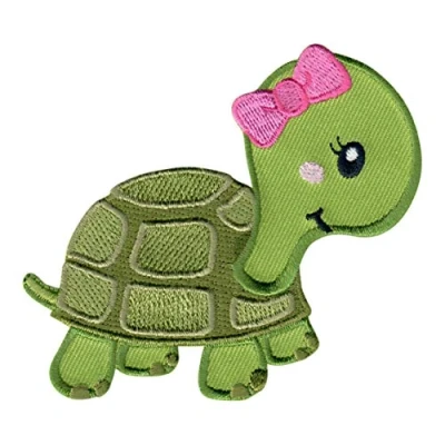 Abbildung von PatchMommy Schildkröte Mädchen Patch Aufnäher Applikation zum Aufbügeln Bügelbild für Kleidung Jeans Jacken Kinder Baby
