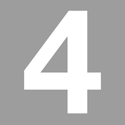 Abbildung von Zahlen Aufkleber Nr. 4 in weiß I Höhe 10 cm selbstklebende Haus Nummer, Ziffer zum Aufkleben für Außen, Briefkasten, Tür wetterfest kfz_674_4