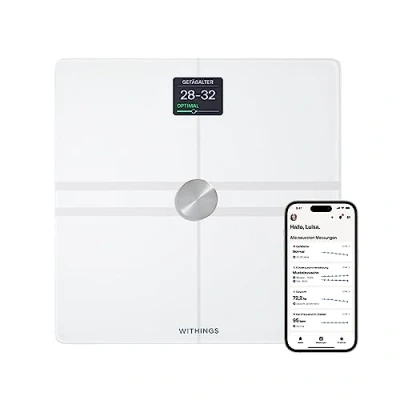 Abbildung von WITHINGS Body Comp — WLAN Smart Waage mit vollständiger Körperanalyse inkl. Fettanteil, Muskelmasse, Knochendichte, Viszeralfett, Digitale Personenwaagen /Körperfettwaage Bluetooth