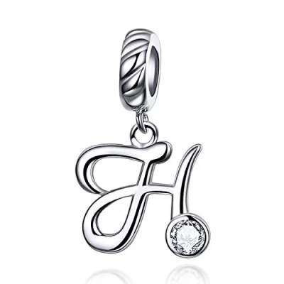 Abbildung von LaMenars Damen Charm Anhänger Alphabet Buchstabe 925 Sterling Silber passend für, Chamilia und europäische Armbänder &amp; Halsketten (Buchstabe T)