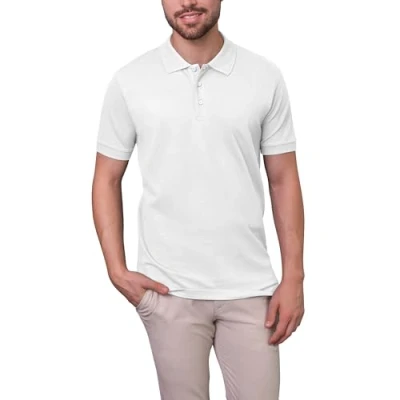 Abbildung von HRM Herren Luxury Stretch Polo, weiß, Gr. S I Premium Polo Shirt aus 95% Baumwolle &amp; 5% Elasthan Basic Polohemd bis 40C waschbar Hochwertige nachhaltige Bekleidung