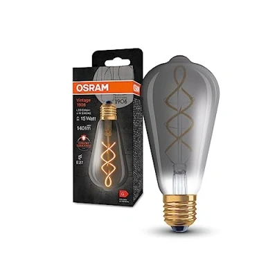 Abbildung von OSRAM Vintage 1906 Classic Edison FIL LED Lampe, E27, smoke, 4W, 140lm, 1800K, warmweiße Komfortlichtfarbe, sehr geringer Energieverbrauch, lange Lebensdauer