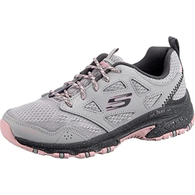 Abbildung von Skechers Damen Hillcrest Pure Escapade Sneaker, Gray Leather Mesh Pink Trim, 37 EU