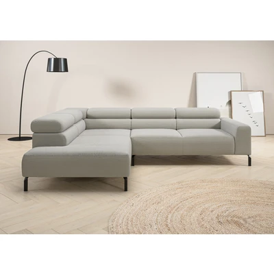 Abbildung von PLACES OF STYLE Ecksofa »Antonelli, L Form, inkl. Kopfteilverstellung, Breite 276 cm« ohne Sitztiefenverstellung, in Cord, hellgrau