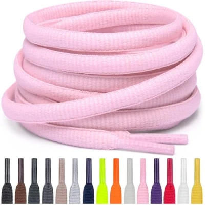 Abbildung von Miscly Schnürsenkel Oval, Reißfest für Sportschuhe, Sneaker und Laufschuhe 100% Polyester Ø 6mm (114 cm, Rosa)