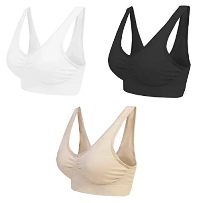 Abbildung von BOOLAVARD ® Comfort BH Seamless Bustier Freizeit und Sport , Sporttop, Nahtlos, Form Top ohne Bügel, Ahh Bra Wohlfühl Microfaser Figur (S: 76 81cm (65A 70B), Weiß Schwarz Hautfarben)