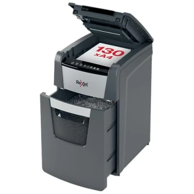 Abbildung von Rexel Optimum AutoFeed+ 130M Automatischer Aktenvernichter, 130 Blatt automatisch, Sicherheitsstufe P5, Mikroschnitt, für kleinere Büros, 44 Liter Abfallbehälter, 2020130MEU