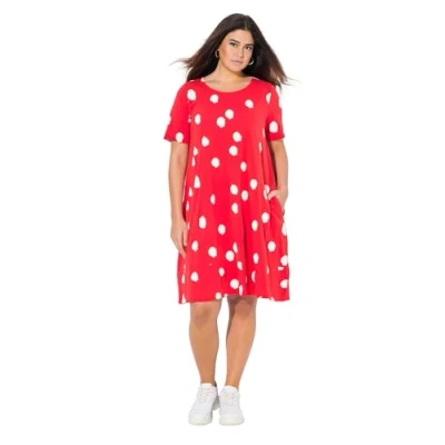 Abbildung von Ulla Popken Jerseykleid, Damen, Größe: 42/44, Neon red