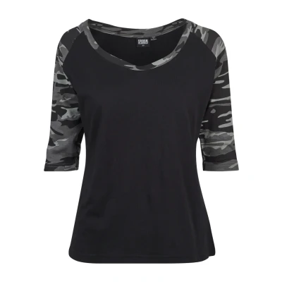 Abbildung von Urban Classics Ladies 3/4 Contrast Raglan TEE Tshirt print, Damen, Größe: Small, Black/light grey