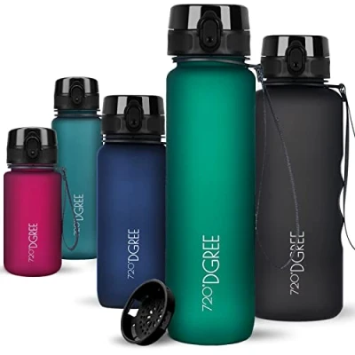Abbildung von 720DGREE Trinkflasche 1l Sport “uberBottle“ softTouch +Sieb BPA Frei Wasserflasche für Uni, Arbeit, Fitness, Fahrrad, Outdoor, Job Sportflasche aus Tritan Leicht, Stoßfest, Wiederverwendbar