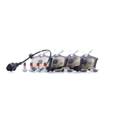 Abbildung von BOSCH 0 986 494 598 Bremsbelagsatz Low Metallic mit integriertem Verschleißsensor Montageanleitung, Anti Quietsch Blech, Schrauben