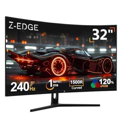 Abbildung von Z Edge 32 Zoll Curved Gaming Monitor 240Hz 1ms MPRT Full HD LED Monitor, 16:9 1500R Bildschirm, 280cd/m² Helligkeit, Freesync, DisplayPort 1.4 &amp; HDMI 2.0