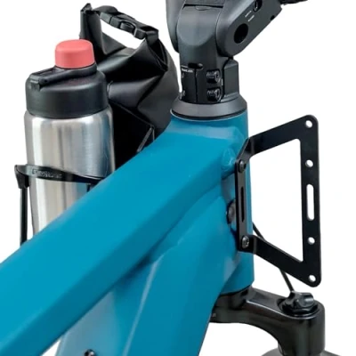 Abbildung von Fahrer Multiadapter für Riese &amp; Müller E Bikes Adapter Vier Zubehörteile, Flaschenhalter, Schloßhalter, aus Edelstahl, Schwarz