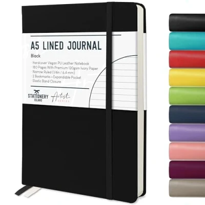 Abbildung von STATIONERY ISLAND Notizbuch a5 Liniert, Journal Hardcover mit 120 g/m² Dickem Papier, 180 Seiten Tagebuch, Notebook für Mädchen, Reisetagebuch, Planen, Lernen, Schreiben