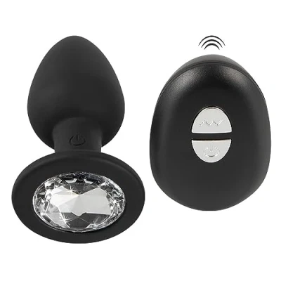 Abbildung von ORION Vibro Anal Plug stimulierender Butt für Frauen und Männer, mit 10 Vibrationsmodi, edlen Glitzerstein, kabellose Bedienung, schwarz