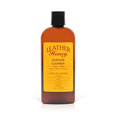 Abbildung von LEATHER Honey Lederreiniger, Premium Lederreiniger für Kunstleder und Lederkleidung, Möbel, Autoinnenraum, Schuhe Accessoires, muss Nicht verdünnt Werden, gebrauchsfertig, 236ml Flasche