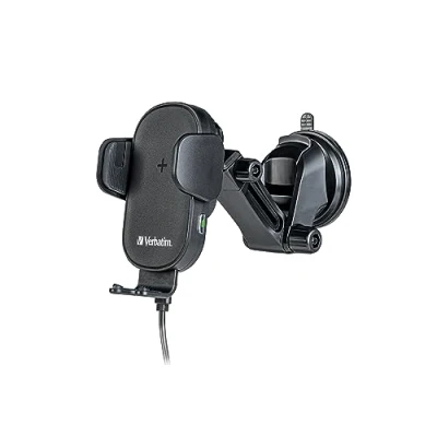 Abbildung von Verbatim Qi Fast Wireless Car Charger FWC 01, Handyhalterung mit Ladefunktion fürs Auto, induktive Handy Ladestation, KFZ Ladegerät für iPhone und Android