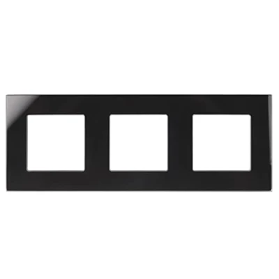 Abbildung von Maclean MCE731B 3 fach Glasrahmen Panel 228x86mm für Steckdose Modulare Wandsteckdose Unterputzdose Wanddose Einbaudose Unterputz Montage (3 Steckdose, Schwarz)