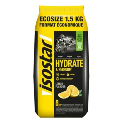 Abbildung von Isostar Hydrate &amp; Perform Geschmack: Zitrone Pulver für Isotonische Energy Drinks Reich an Vitaminen Natürliches Aroma Ohne Farbstoffe 1 Packung Sparformat 1,5 kg