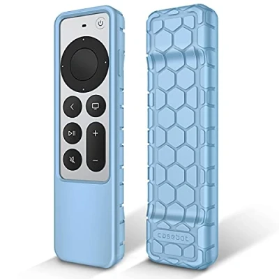 Abbildung von Fintie Fernbedienung Hülle für Apple TV 4K / HD Siri Remote 2022 2021 (3. 2. Gen) [Bienenstock Serie] Leichte rutschfeste Stoßfeste Silikon Schutzhülle Slim Case Cover, Himmelblau