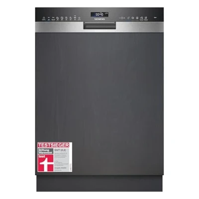 Abbildung von Siemens SN55ZS07CE, iQ500 Smarter Geschirrspüler Teilintegriert, 60 cm breit, Made in Germany, Edelstahl, Besteckschublade, Leise, varioScharnier, Zeolith, aquaStop, varioSpeed, Innenbeleuchtung