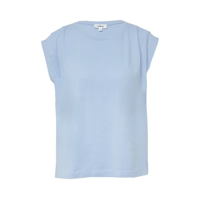 Abbildung von s.Oliver VERKÜRZTES MIT Faltendetails Tshirt print, Damen, Größe: 36, Hellblau