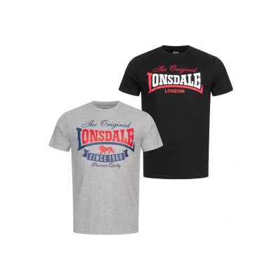 Abbildung von Lonsdale Doppelpack Gearach Tshirt print, Herren, Größe: 3XL, Marl grey black